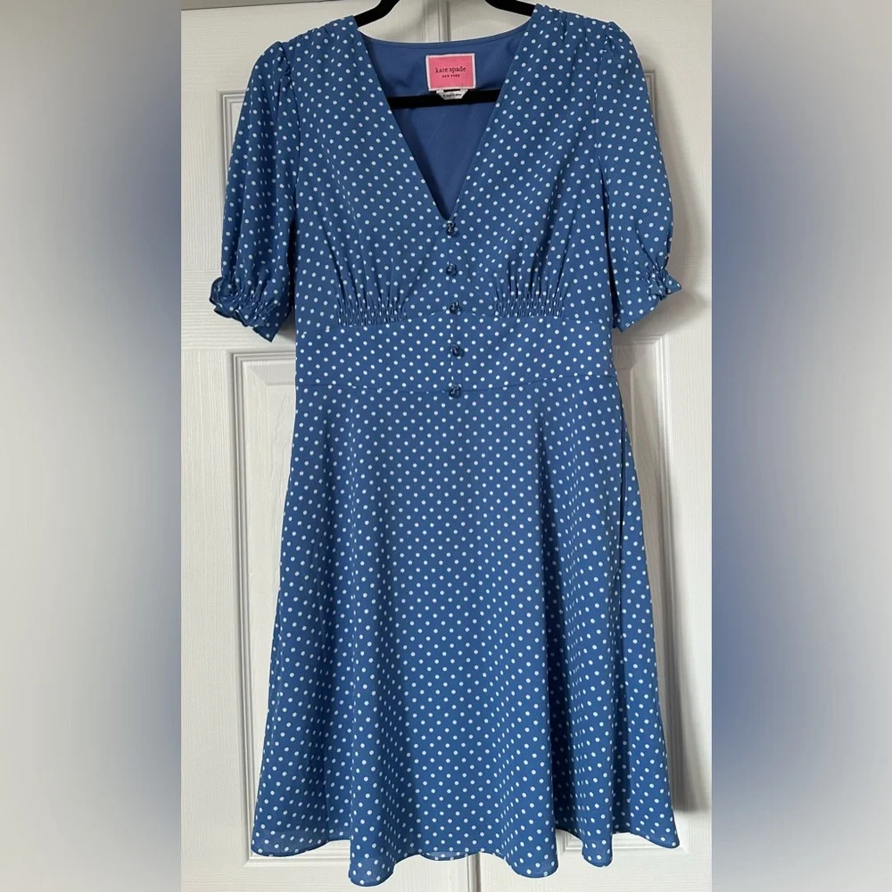 Kate Spade New York Cornflower Blue Tea Garden Dot Mini Dress Size 6